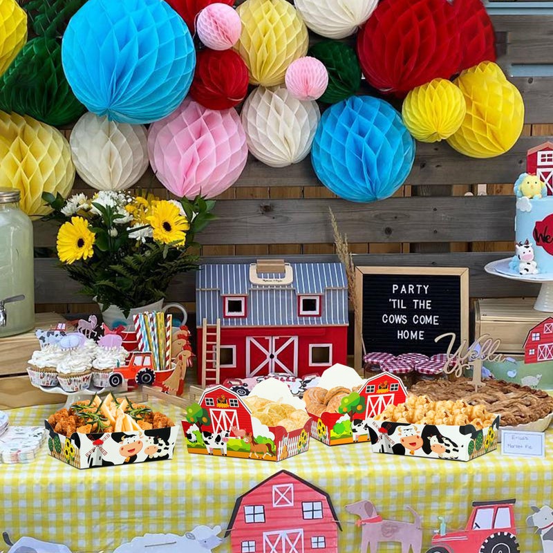 Caoekego 36 Pieces Farm Animal Paper Snack Bowl, Disposable Farm Theme Food Tray, Farm Birthday Party Decoration - Image 2